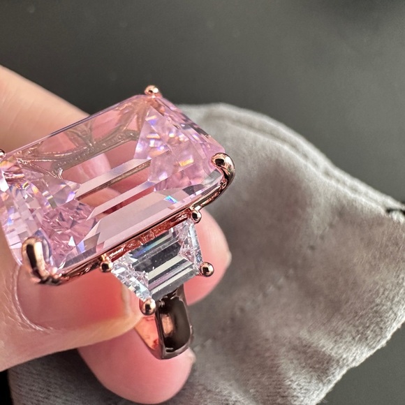 Pink CZ set in rose gold fashion ring by Joan Boyce - Picture 6 of 14